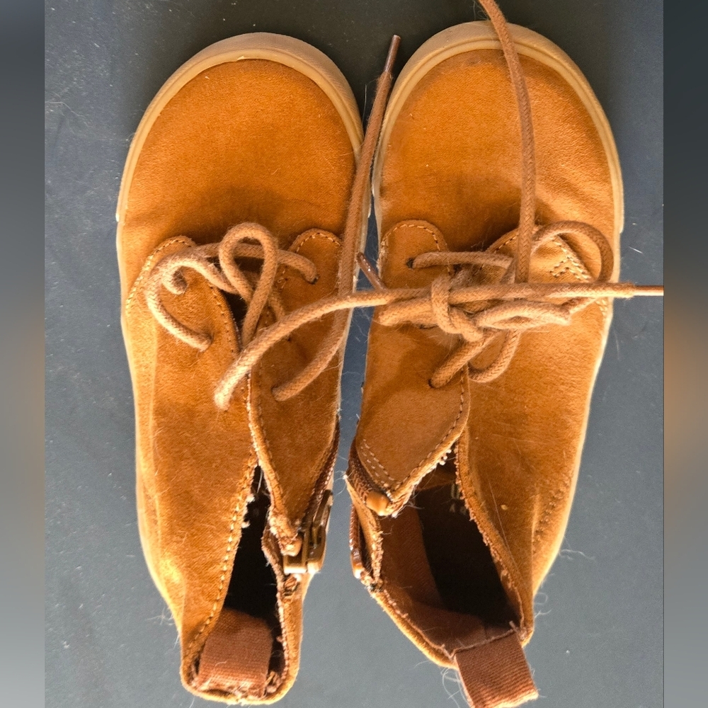 GAP Little Boys Tan Suede Boots with Minimalist Design